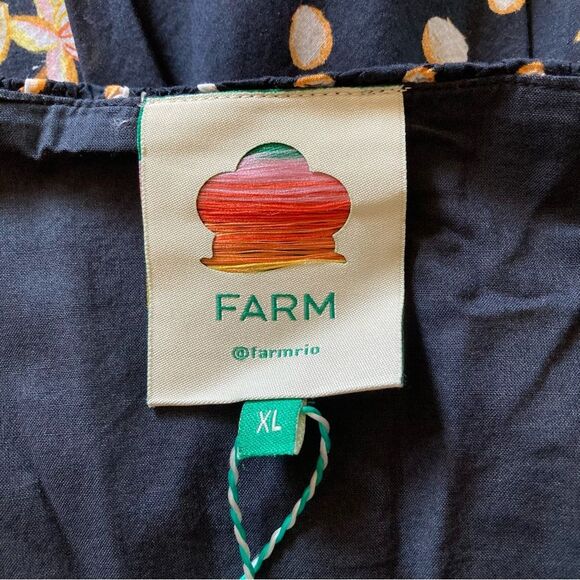 NEW FARM Rio Cocoa Paradise Mini Dress Tropical Polka Dot Ruffle Black Size XL - Picture 14 of 16